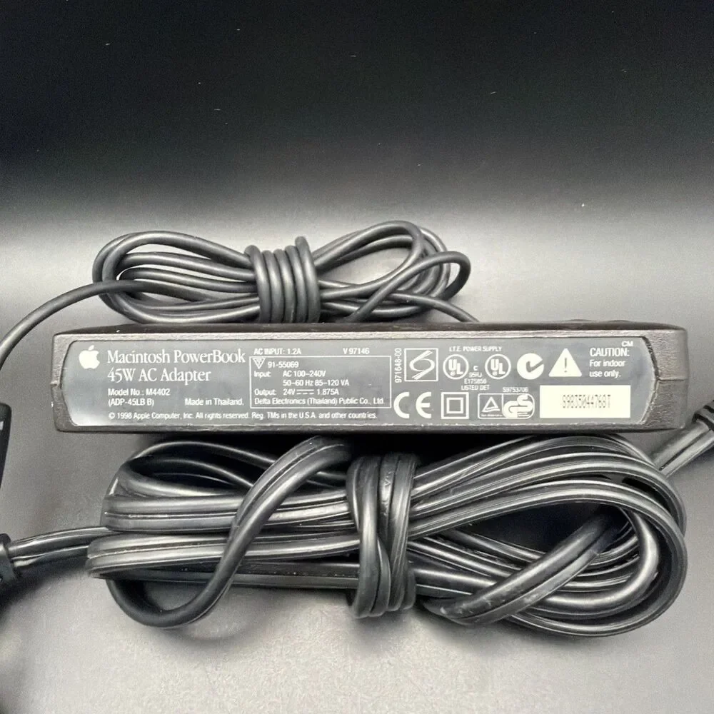 Vintage Apple M4402 Black 24V 45W AC Power Adapter for Macintosh PowerBook
